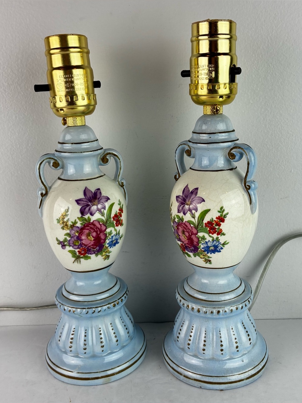 Miyaki Japan Porcelain Hand-Painted Vintage 1970’s Lamps Set